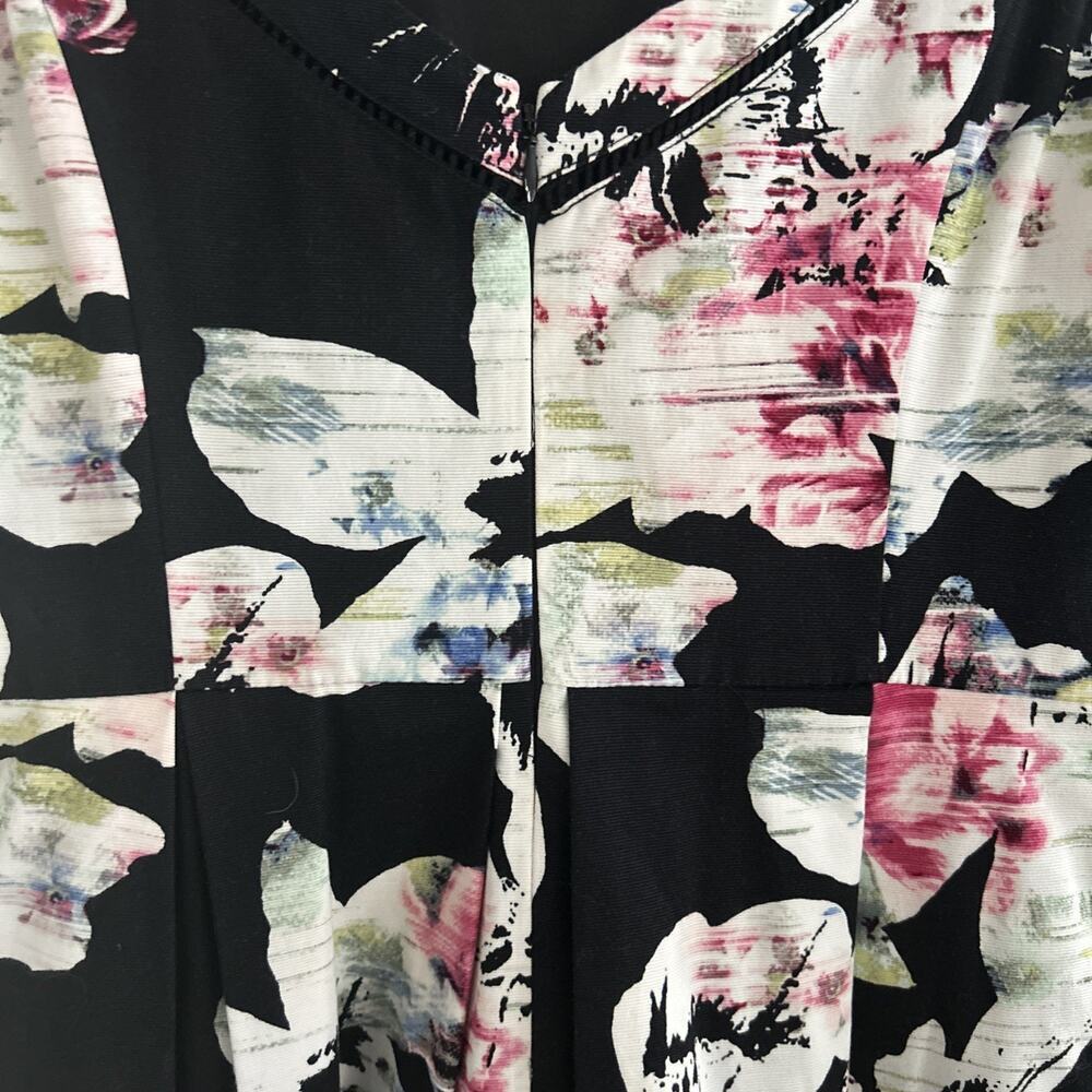 White House Black Market WHBM Fallie Firl A Line Black Floral Midi Dress 2 - Picture 7 of 9